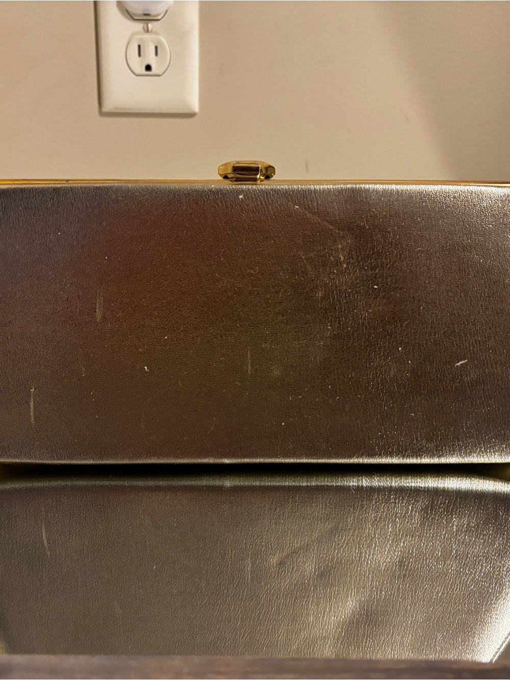 Vintage Brown Leather Women’s Clutch with Gold Accent